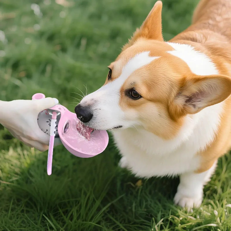 Portable Dog Water Bottle with Foldable Bowl – 285ml
