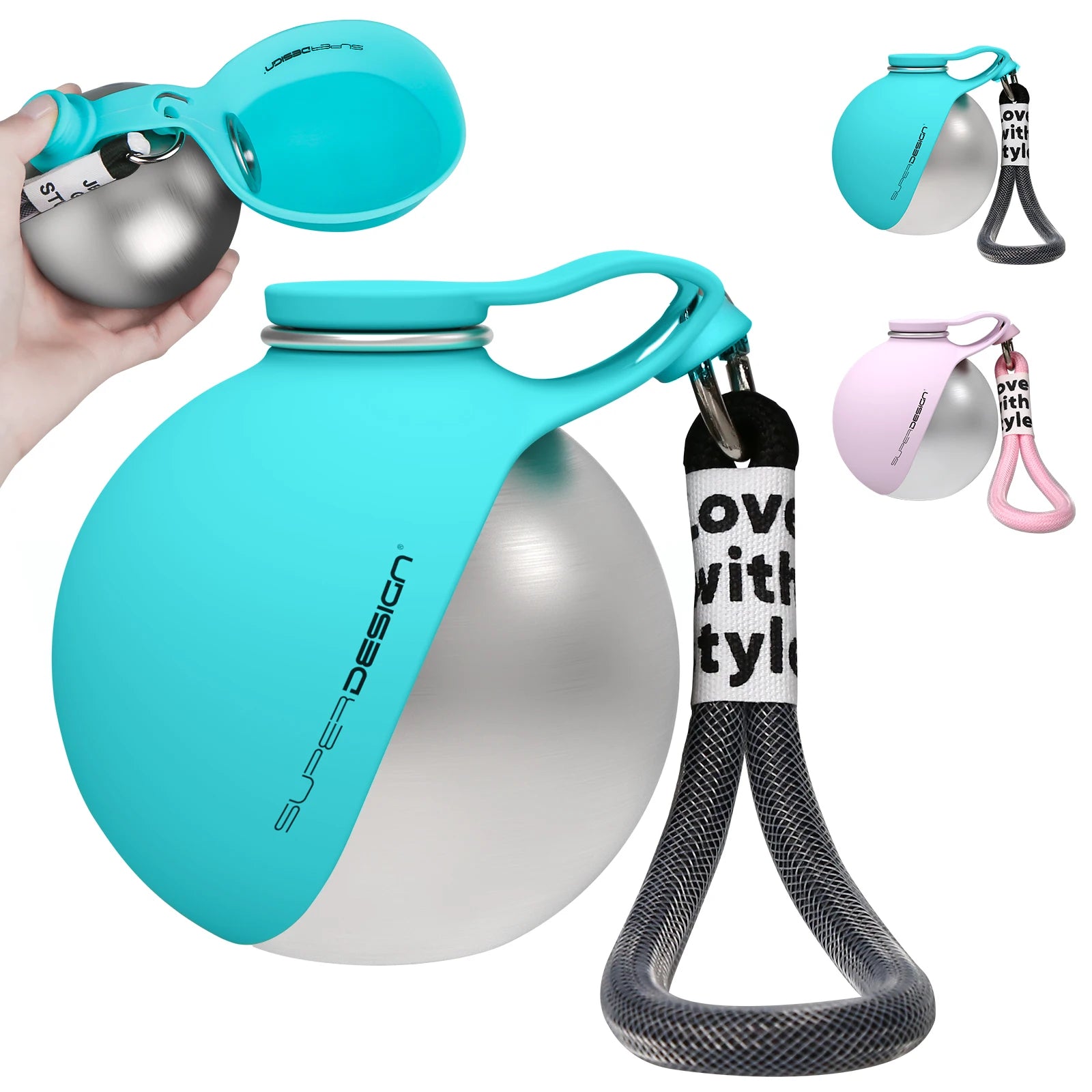 Portable Dog Water Bottle with Foldable Bowl – 285ml