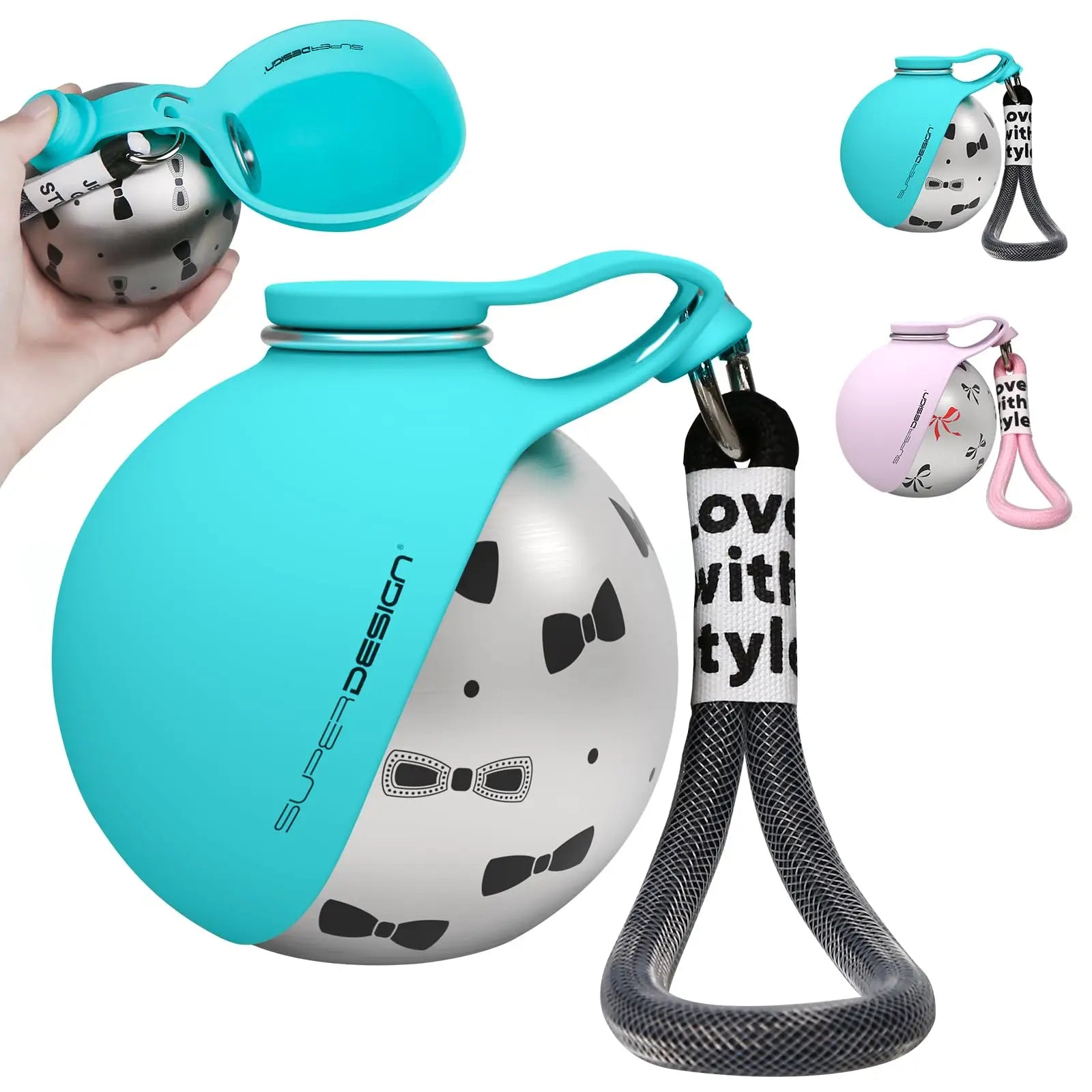 Portable Dog Water Bottle with Foldable Bowl – 285ml